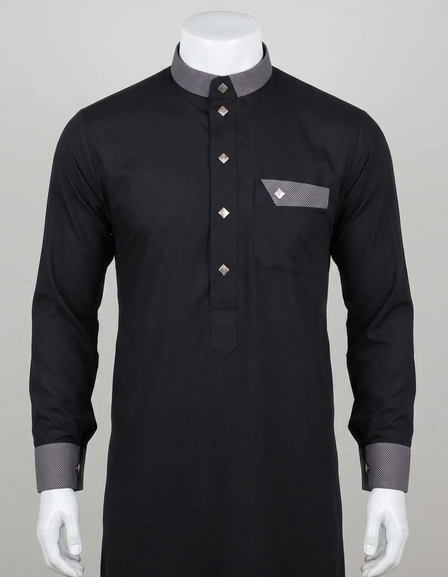 قميص التوبة "أسود كلاسيك" – موديل كول شوميز بسيط وراقي